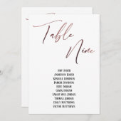 Rose Gold Handwriting Table Neun Seekarte (Vorne/Hinten)