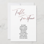 Rose Gold Handwriting Table Vierzehn Sitze Chart (Rückseite)