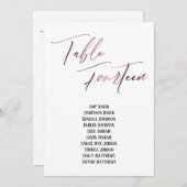 Rose Gold Handwriting Table Vierzehn Sitze Chart (Vorne/Hinten)