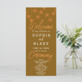 Rose Gold Hanging Stars Dark Gold Wedding Program (Stehend Vorderseite)
