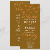 Rose Gold Hanging Stars Dark Gold Wedding Program (Vorne/Hinten)