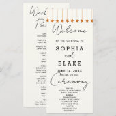 Rose Gold Hanging Stars Off White Wedding Programm (Vorne/Hinten)
