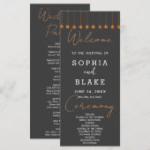 Rose Gold Hanging Stars Smoke Gray Wedding Program (Vorne/Hinten)
