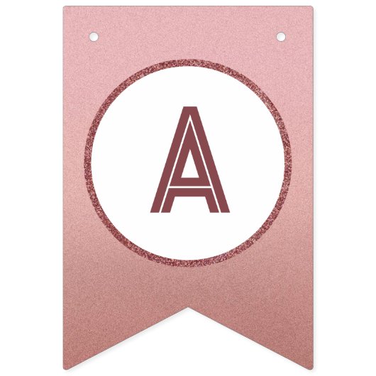 Rose Gold Happy Birthday Chic Girly Party Wimpelkette (Dritte Fahne)