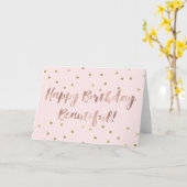 Rose Gold Happy Birthday Gold Confetti Karte (Gelbe Blume)
