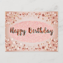 Rose Gold Happy Geburtstag Glitzer Postkarte