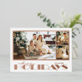 Rose Gold Happy Holidays Multi Fotos Folien Feiertagskarte (Stehend vorne)