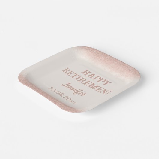 Rose Gold Happy Rente Pappteller (Gewinkelt)