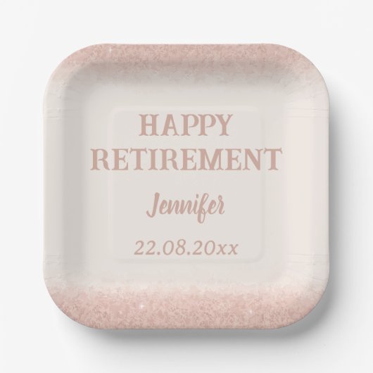 Rose Gold Happy Rente Pappteller (Vorderseite)