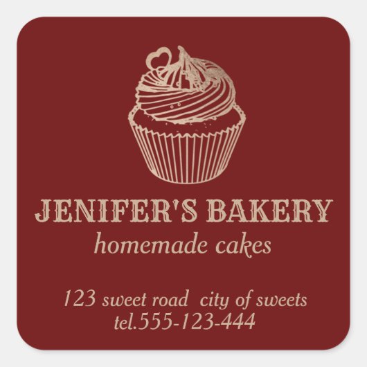 Rose Gold, hausgemachte Kuchen und Süßigkeiten Quadratischer Aufkleber (Vorderseite)