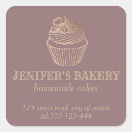 Rose Gold, hausgemachte Kuchen und Süßigkeiten Quadratischer Aufkleber