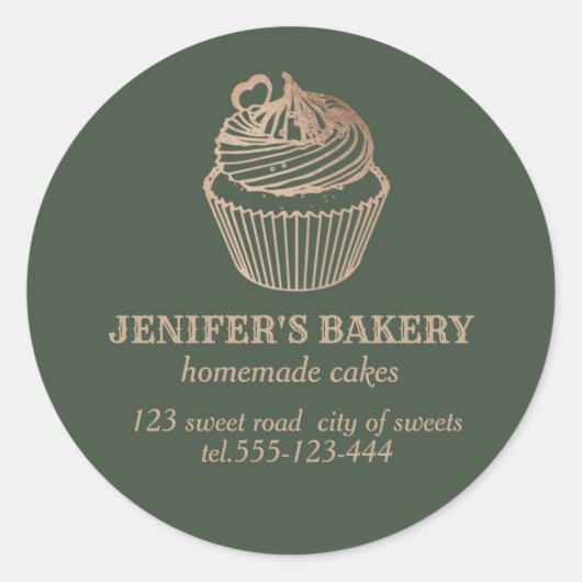 Rose Gold, hausgemachte Kuchen und Süßigkeiten Runder Aufkleber (Vorderseite)