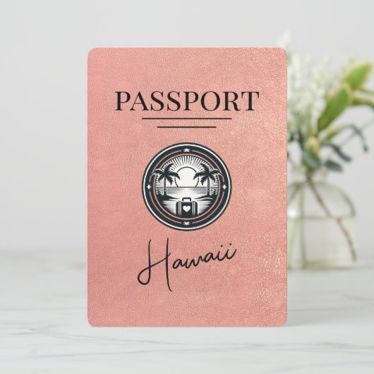 Rose Gold Hawaii Pass Save the Date (Stehend Vorderseite)