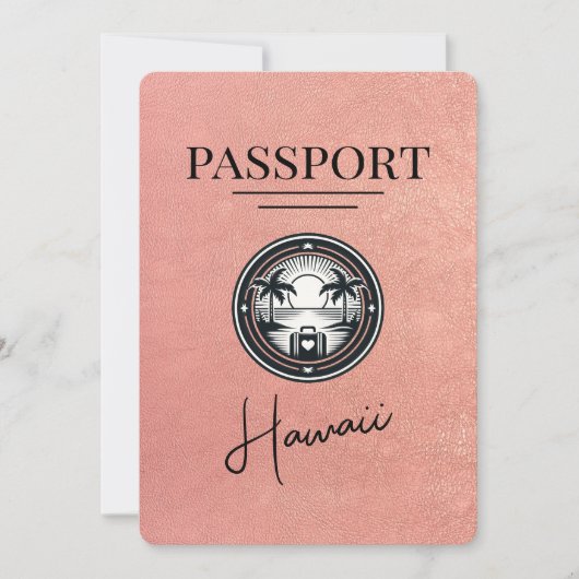 Rose Gold Hawaii Pass Save the Date (Vorderseite)