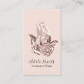 Rose Gold Healing Hands & Blume Massage Therapie Visitenkarte (Vorderseite)