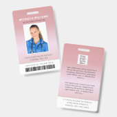 Rose Gold Healthcare Barcode Mitarbeiter Foto ID Ausweis (Vorder- & Rückseite)