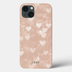 Rose Gold Heart Bokeh iPhone 13 Hülle
