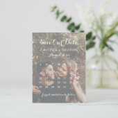 Rose Gold Heart Foto Kalender Save the Date Ankündigungspostkarte (Stehend Vorderseite)