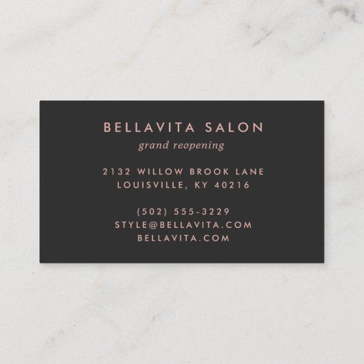 Rose Gold Heart Hair Stylist Salon Visitenkarte (Rückseite)