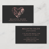 Rose Gold Heart Hair Stylist Salon Visitenkarte (Vorne/Hinten)