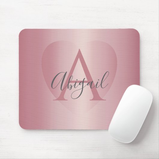 Rose Gold Heart Monogram   Mousepad (Mit Mouse)