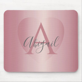Rose Gold Heart Monogram   Mousepad
