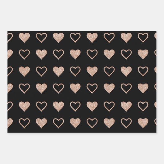 Rose Gold Heart Pattern Wedding Geschenkpapier Set (Vorderseite 2)