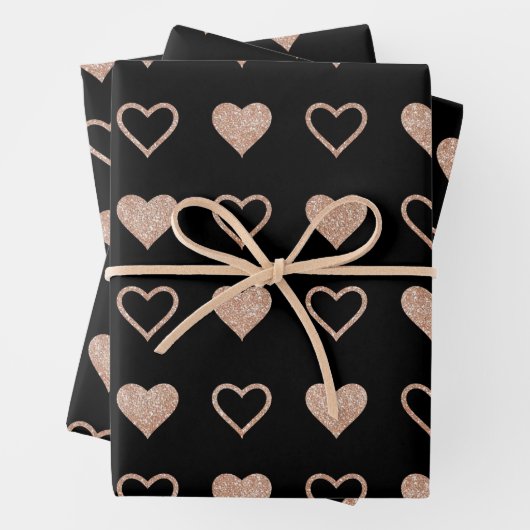 Rose Gold Heart Pattern Wedding Geschenkpapier Set (Beispiel)