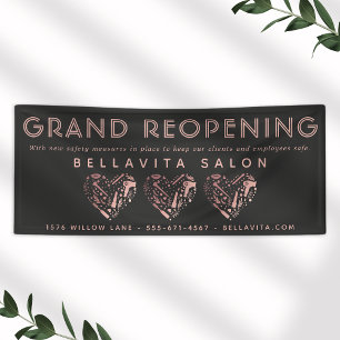 Rose Gold Heart Salon Wiedereröffnung Geschäft Banner