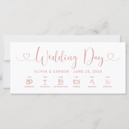 Rose Gold Heart Script Hochzeitstag Zeitkarte