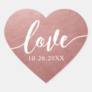 Rose Gold Heart Shape Umschlag Aufkleber Sticker