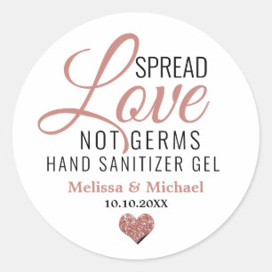 Rose Gold Heart Spread Liebe nicht Germs Sanitizer Runder Aufkleber
