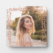 Rose Gold Hearts Border Foto Fotoplatte (Vorderseite)