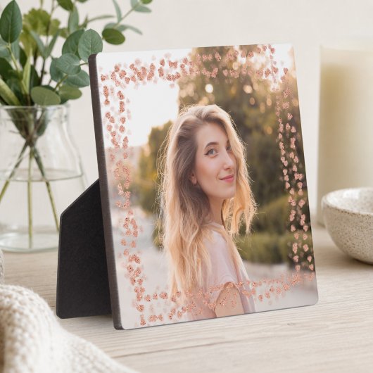 Rose Gold Hearts Border Foto Fotoplatte