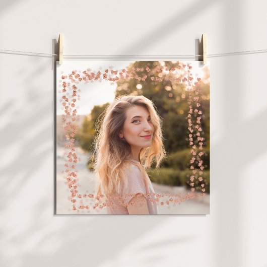 Rose Gold Hearts Border Foto Poster