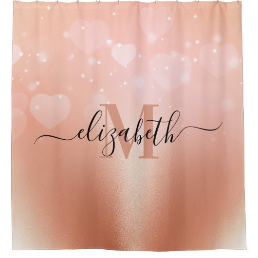 Rose Gold Hearts Duschvorhang (Vorderseite)