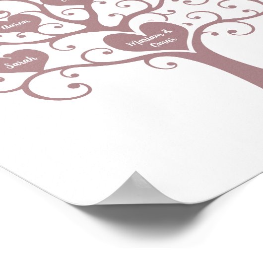 Rose Gold Hearts Family Tree Poster (Ecke)