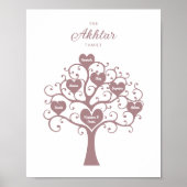 Rose Gold Hearts Family Tree Poster (Vorne)