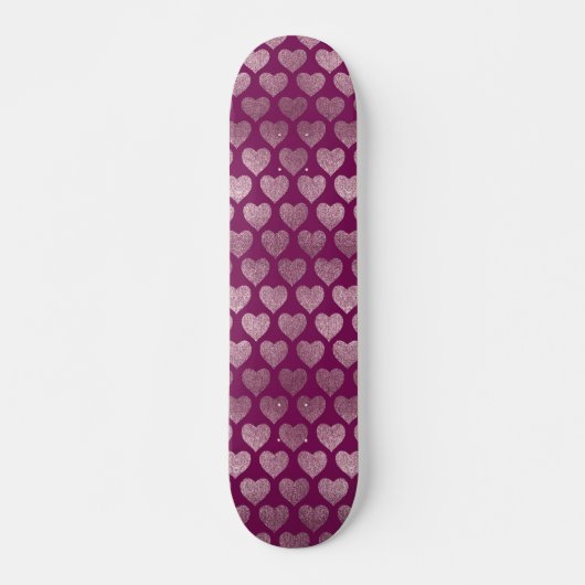 Rose Gold Hearts Glitzer Muster Skateboard (Vorne)