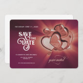 Rose Gold Hearts Save the Date (Version 3) (Vorne/Hinten)