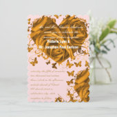 Rose Gold Hearts und Rose Hochzeit Einladung (Stehend Vorderseite)