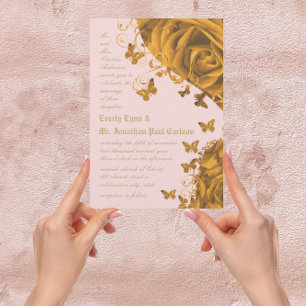 Rose Gold Hearts und Rose Hochzeit Einladung