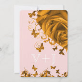 Rose Gold Hearts und Rose Hochzeit Einladung (Rückseite)