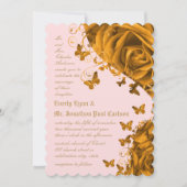 Rose Gold Hearts und Rose Hochzeit Einladung (Vorderseite)