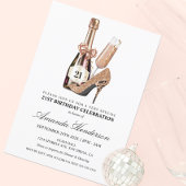 Rose Gold Heelse und Champagne Frauen zum Geburtst Einladung