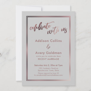 Rose Gold Hellgrau Feiert mit uns Typography Einladung