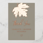 Rose Gold Herbst Maple Leaf Hochzeit Vielen Dank Folieneinladung (Vorderseite)