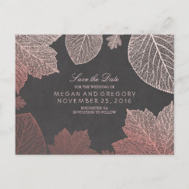 Rose Gold Herbstlaub Elegant Save the Date Ankündigungspostkarte