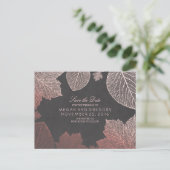 Rose Gold Herbstlaub Elegant Save the Date Ankündigungspostkarte (Stehend Vorderseite)