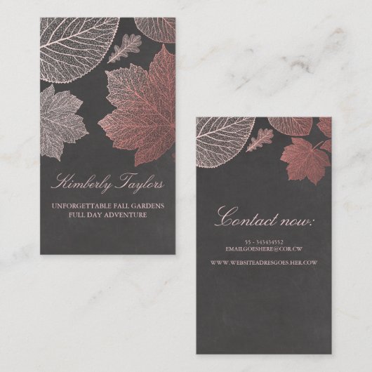 Rose Gold Herbstlaub Elegante Moderner Garten Visitenkarte (Vorne/Hinten)